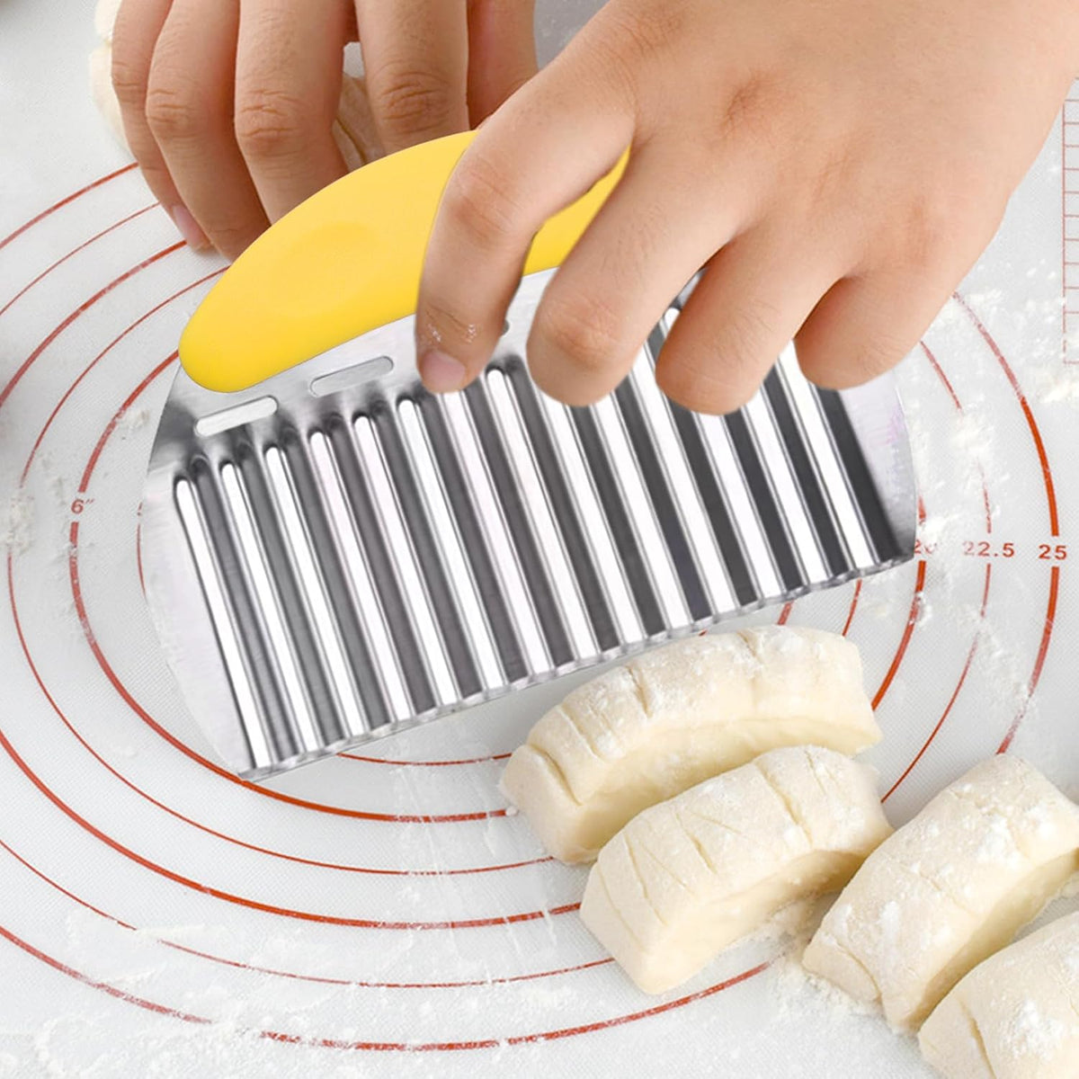 Large Crinkle Cutter French Fry Cutter, Stainless Steel Wavy Slicer