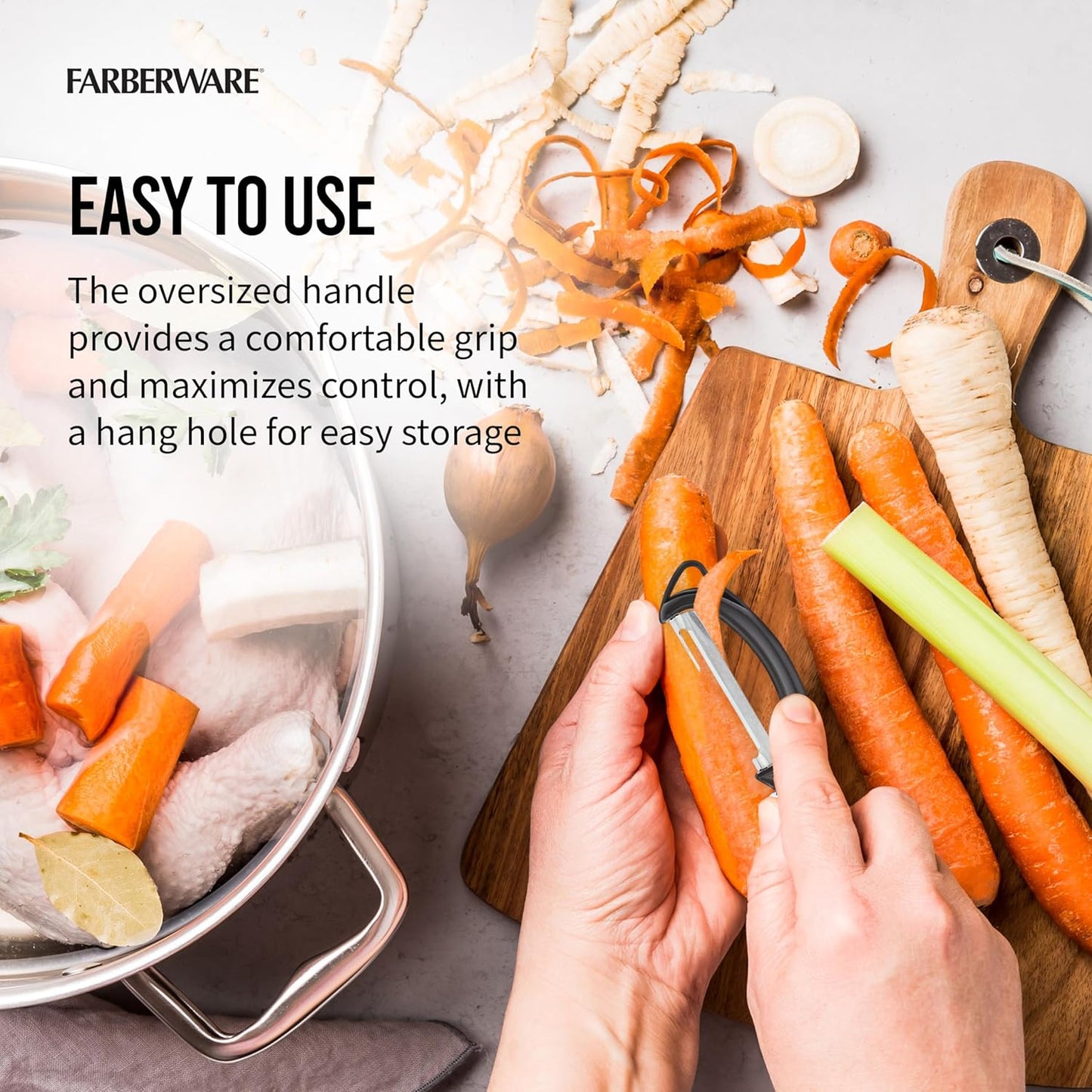 Pro2 Euro Vegetable Peeler with Swivel Blade and Built-In Bud Remover, Razor-Sharp Rust-Resistant Stainless Steel, Ergonomic Handle, Dishwasher Safe