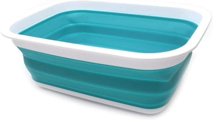 9.2L (2.37Gallon) Collapsible Wash Basin - Foldable Outdoor Picnic Basket - Portable Plastic Tub - Space Saving Storage Container with Size : 15.3 x 11.2 x 5.5/1.5" (M, Gray)
