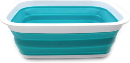 9.2L (2.37Gallon) Collapsible Wash Basin - Foldable Outdoor Picnic Basket - Portable Plastic Tub - Space Saving Storage Container with Size : 15.3 x 11.2 x 5.5/1.5" (M, Gray)