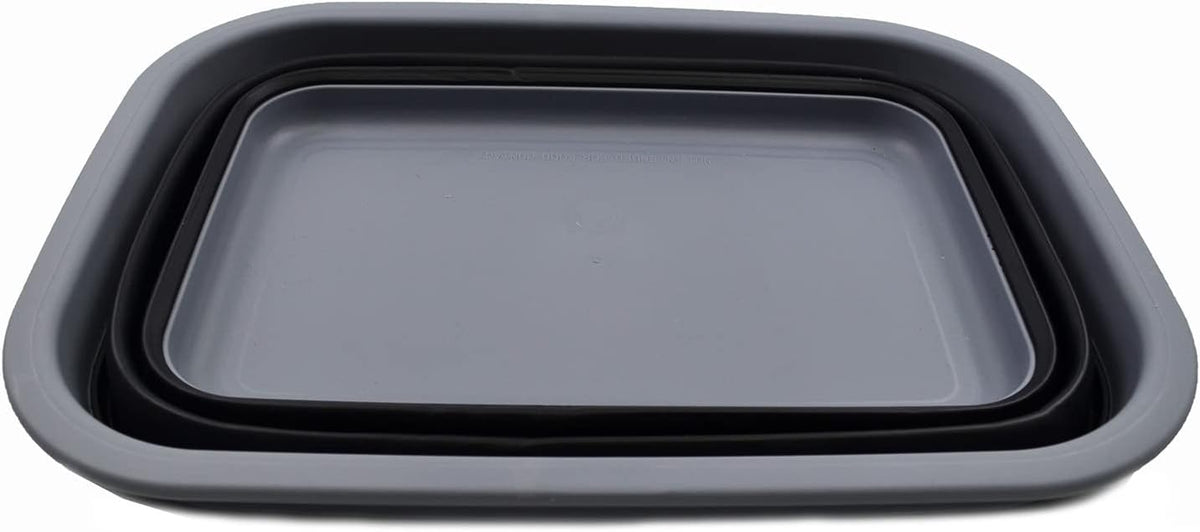 9.2L (2.37Gallon) Collapsible Wash Basin - Foldable Outdoor Picnic Basket - Portable Plastic Tub - Space Saving Storage Container with Size : 15.3 x 11.2 x 5.5/1.5" (M, Gray)