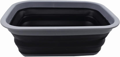 9.2L (2.37Gallon) Collapsible Wash Basin - Foldable Outdoor Picnic Basket - Portable Plastic Tub - Space Saving Storage Container with Size : 15.3 x 11.2 x 5.5/1.5" (M, Gray)