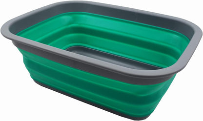 9.2L (2.37Gallon) Collapsible Wash Basin - Foldable Outdoor Picnic Basket - Portable Plastic Tub - Space Saving Storage Container with Size : 15.3 x 11.2 x 5.5/1.5" (M, Gray)