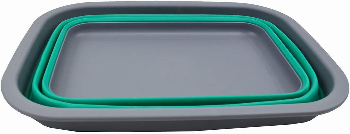 9.2L (2.37Gallon) Collapsible Wash Basin - Foldable Outdoor Picnic Basket - Portable Plastic Tub - Space Saving Storage Container with Size : 15.3 x 11.2 x 5.5/1.5" (M, Gray)