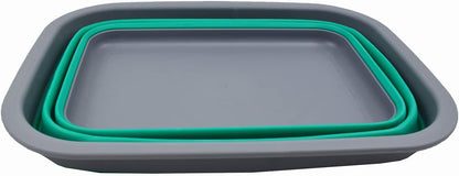 9.2L (2.37Gallon) Collapsible Wash Basin - Foldable Outdoor Picnic Basket - Portable Plastic Tub - Space Saving Storage Container with Size : 15.3 x 11.2 x 5.5/1.5" (M, Gray)