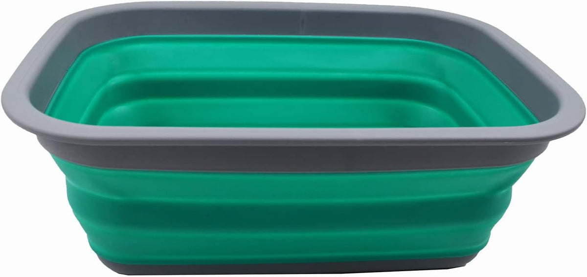 9.2L (2.37Gallon) Collapsible Wash Basin - Foldable Outdoor Picnic Basket - Portable Plastic Tub - Space Saving Storage Container with Size : 15.3 x 11.2 x 5.5/1.5" (M, Gray)