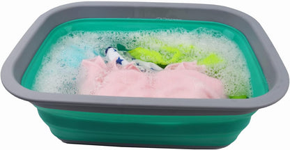 9.2L (2.37Gallon) Collapsible Wash Basin - Foldable Outdoor Picnic Basket - Portable Plastic Tub - Space Saving Storage Container with Size : 15.3 x 11.2 x 5.5/1.5" (M, Gray)