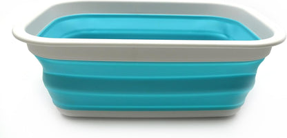 9.2L (2.37Gallon) Collapsible Wash Basin - Foldable Outdoor Picnic Basket - Portable Plastic Tub - Space Saving Storage Container with Size : 15.3 x 11.2 x 5.5/1.5" (M, Gray)
