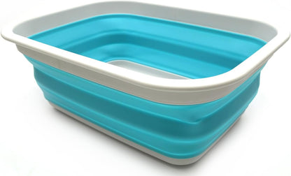 9.2L (2.37Gallon) Collapsible Wash Basin - Foldable Outdoor Picnic Basket - Portable Plastic Tub - Space Saving Storage Container with Size : 15.3 x 11.2 x 5.5/1.5" (M, Gray)