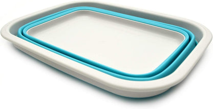 9.2L (2.37Gallon) Collapsible Wash Basin - Foldable Outdoor Picnic Basket - Portable Plastic Tub - Space Saving Storage Container with Size : 15.3 x 11.2 x 5.5/1.5" (M, Gray)