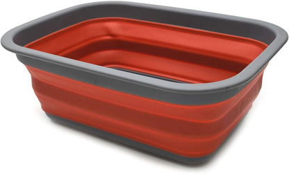 9.2L (2.37Gallon) Collapsible Wash Basin - Foldable Outdoor Picnic Basket - Portable Plastic Tub - Space Saving Storage Container with Size : 15.3 x 11.2 x 5.5/1.5" (M, Gray)