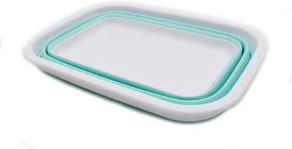 9.2L (2.37Gallon) Collapsible Wash Basin - Foldable Outdoor Picnic Basket - Portable Plastic Tub - Space Saving Storage Container with Size : 15.3 x 11.2 x 5.5/1.5" (M, Gray)