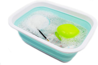 9.2L (2.37Gallon) Collapsible Wash Basin - Foldable Outdoor Picnic Basket - Portable Plastic Tub - Space Saving Storage Container with Size : 15.3 x 11.2 x 5.5/1.5" (M, Gray)