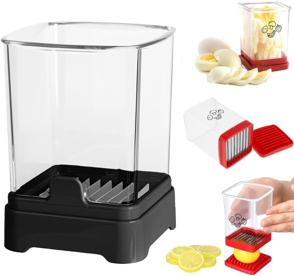 Fruit Slicer Cup Detachable Fruit and Vegetable Slicer with Push Plate Strawberry Banana Grape Cutter Egg Slicer for Hard Boiled Eggs Rapid & Safe Slicing Kitchen Gadgets for Easy Food Prep