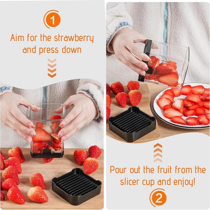 Fruit Slicer Cup Detachable Fruit and Vegetable Slicer with Push Plate Strawberry Banana Grape Cutter Egg Slicer for Hard Boiled Eggs Rapid & Safe Slicing Kitchen Gadgets for Easy Food Prep