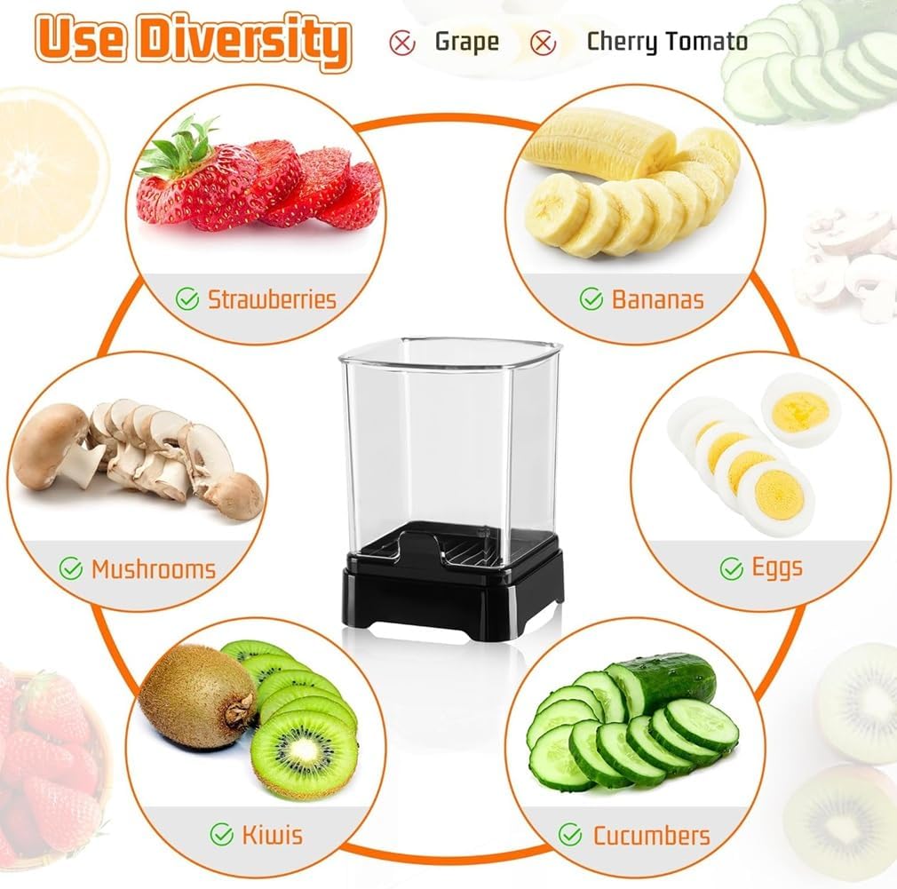 Fruit Slicer Cup Detachable Fruit and Vegetable Slicer with Push Plate Strawberry Banana Grape Cutter Egg Slicer for Hard Boiled Eggs Rapid & Safe Slicing Kitchen Gadgets for Easy Food Prep