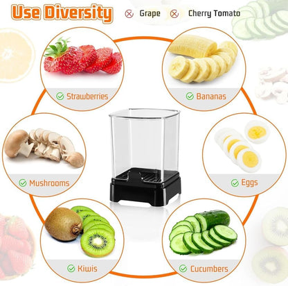 Fruit Slicer Cup Detachable Fruit and Vegetable Slicer with Push Plate Strawberry Banana Grape Cutter Egg Slicer for Hard Boiled Eggs Rapid & Safe Slicing Kitchen Gadgets for Easy Food Prep
