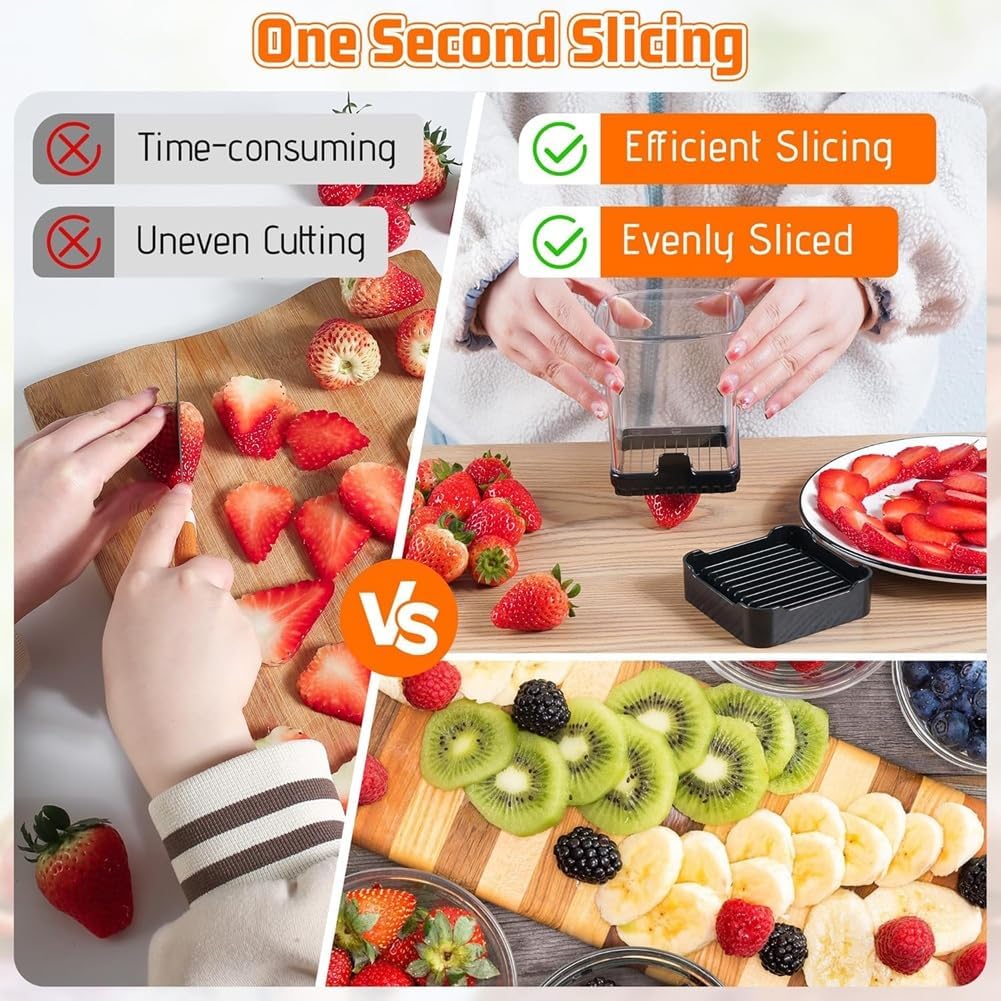 Fruit Slicer Cup Detachable Fruit and Vegetable Slicer with Push Plate Strawberry Banana Grape Cutter Egg Slicer for Hard Boiled Eggs Rapid & Safe Slicing Kitchen Gadgets for Easy Food Prep