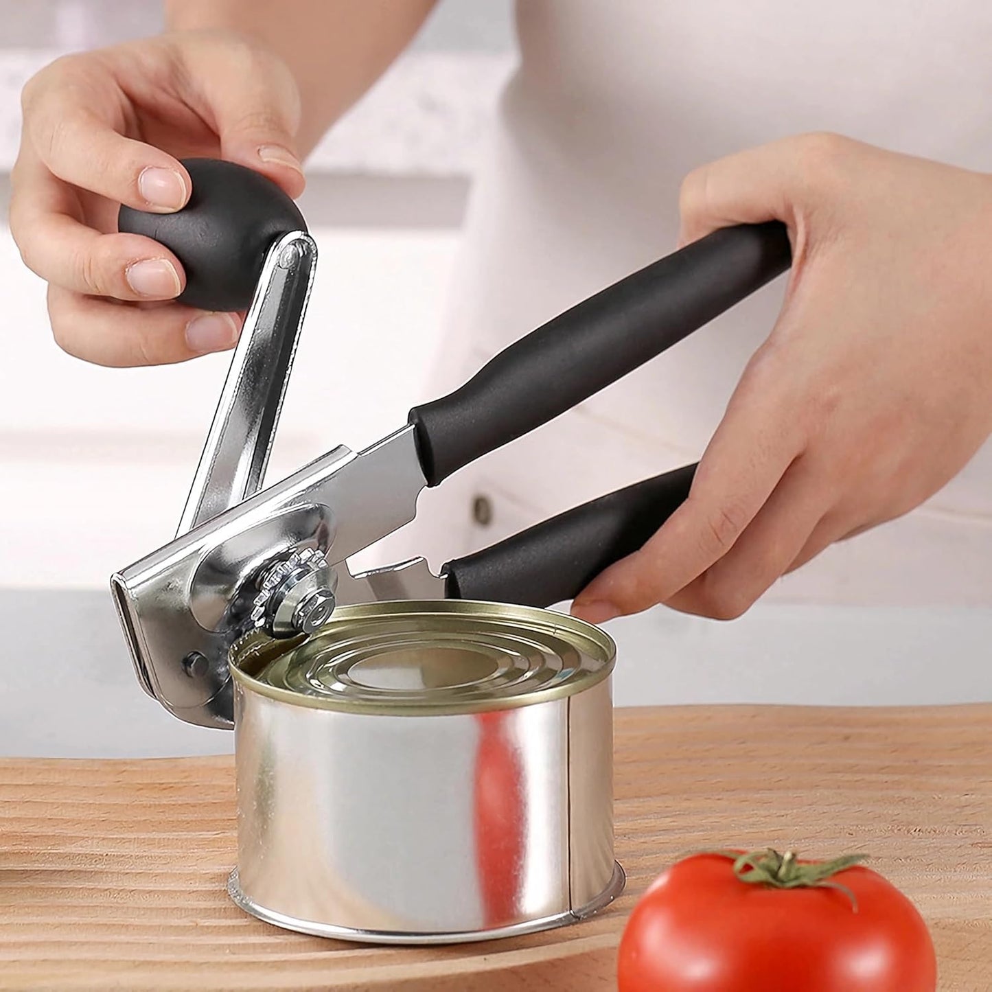 Manual Can Opener Heavy Duty Smooth Edge for Seniors Arthritis, Long Handle | stainless steel,magnetic lids lifting,built-in beer opener,comfortable grip,smoothly cutting,kitchen & picnic tool,all cans