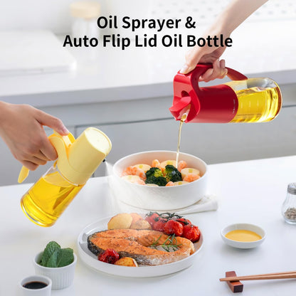 Auto Flip Lid Oil Dispenser Bottle for Kitchen-20oz 580ml Set of 2 Glass Olive Oil Dispenser Bottles with Scale, Oil and Vinegar Condiment Storage Container Set, Non-Drip Spout, Leakproof