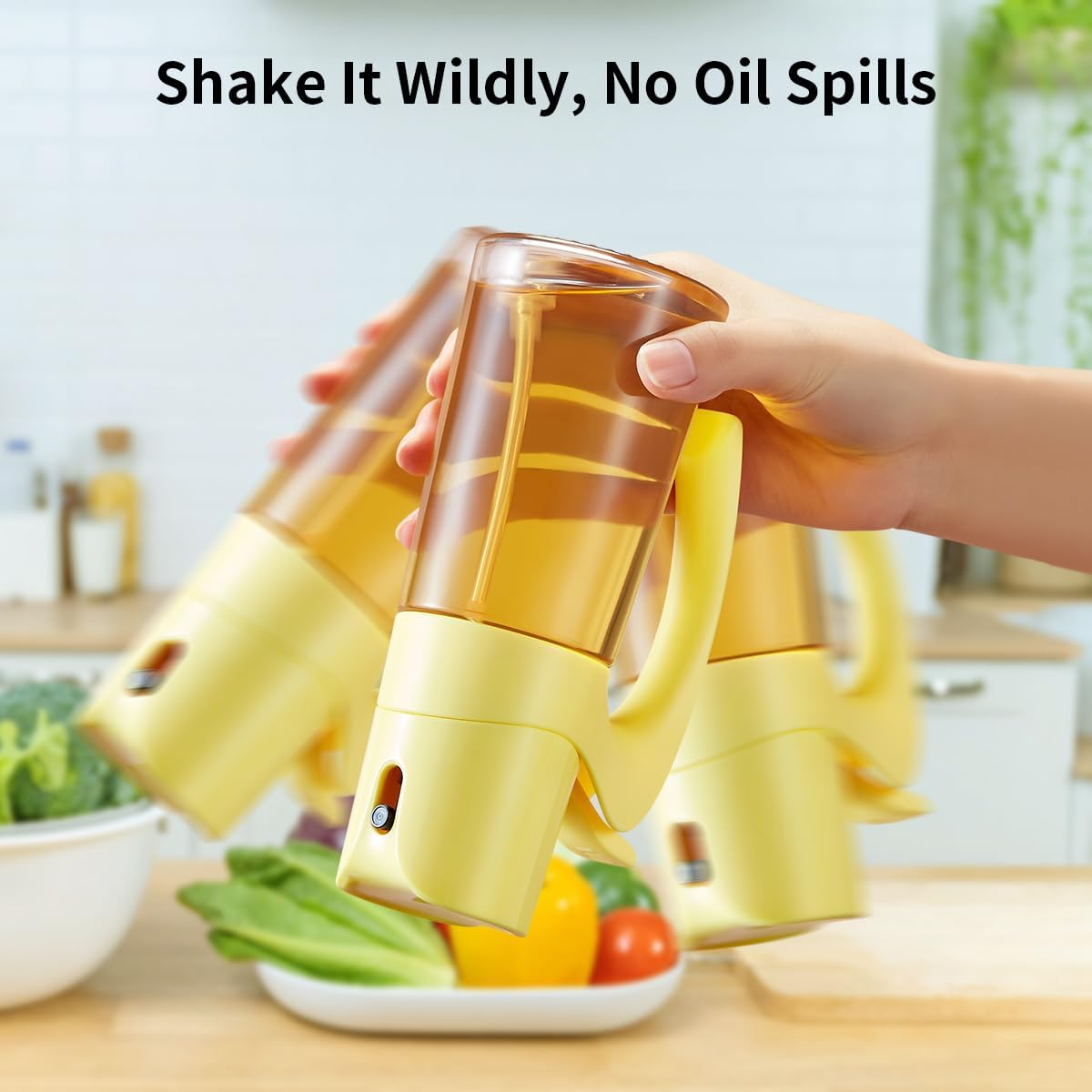 Auto Flip Lid Oil Dispenser Bottle for Kitchen-20oz 580ml Set of 2 Glass Olive Oil Dispenser Bottles with Scale, Oil and Vinegar Condiment Storage Container Set, Non-Drip Spout, Leakproof