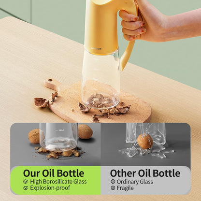 Auto Flip Lid Oil Dispenser Bottle for Kitchen-20oz 580ml Set of 2 Glass Olive Oil Dispenser Bottles with Scale, Oil and Vinegar Condiment Storage Container Set, Non-Drip Spout, Leakproof