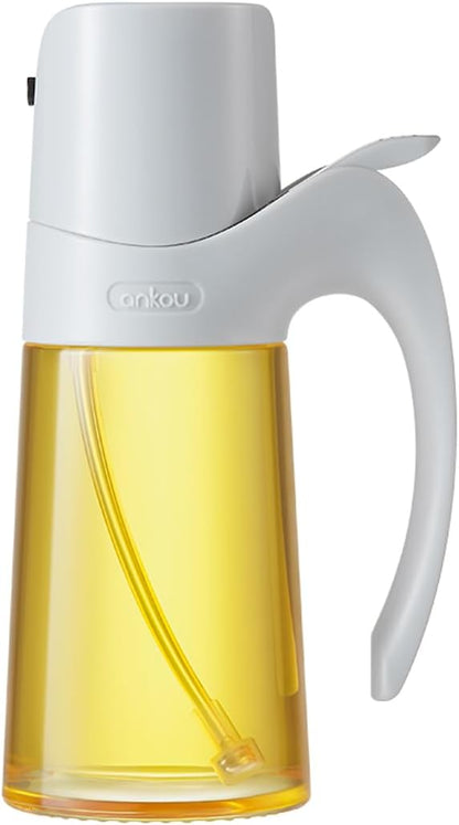 Auto Flip Lid Oil Dispenser Bottle for Kitchen-20oz 580ml Set of 2 Glass Olive Oil Dispenser Bottles with Scale, Oil and Vinegar Condiment Storage Container Set, Non-Drip Spout, Leakproof