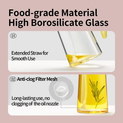 Auto Flip Lid Oil Dispenser Bottle for Kitchen-20oz 580ml Set of 2 Glass Olive Oil Dispenser Bottles with Scale, Oil and Vinegar Condiment Storage Container Set, Non-Drip Spout, Leakproof
