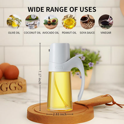 Auto Flip Lid Oil Dispenser Bottle for Kitchen-20oz 580ml Set of 2 Glass Olive Oil Dispenser Bottles with Scale, Oil and Vinegar Condiment Storage Container Set, Non-Drip Spout, Leakproof