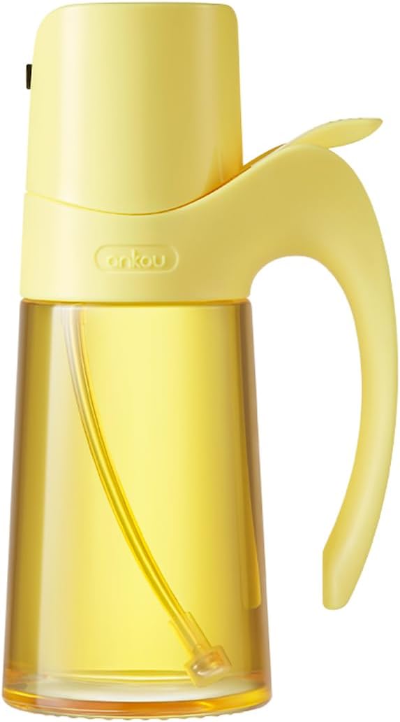 Auto Flip Lid Oil Dispenser Bottle for Kitchen-20oz 580ml Set of 2 Glass Olive Oil Dispenser Bottles with Scale, Oil and Vinegar Condiment Storage Container Set, Non-Drip Spout, Leakproof