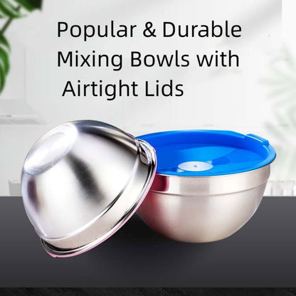 Mixing Bowls Set, 22PCS Large Stainless Steel Mixing Bowl with Lids Set, Large Nesting Bowls 7/6/4.5/3.5/2.5QT, Measuring Cups and Spoons Baking Storage Metal Bowl for Kitchen Prep Supplies