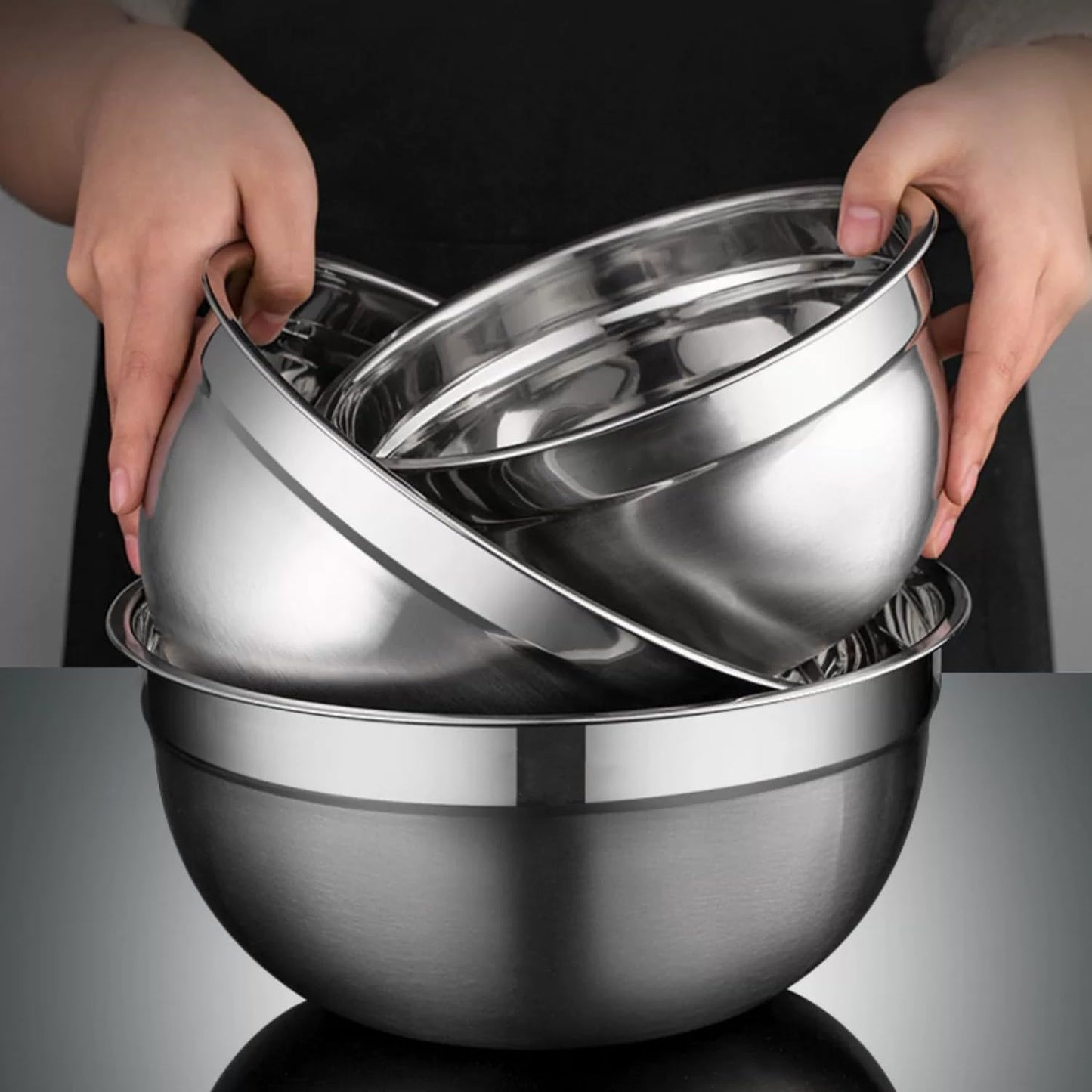 Mixing Bowls Set, 22PCS Large Stainless Steel Mixing Bowl with Lids Set, Large Nesting Bowls 7/6/4.5/3.5/2.5QT, Measuring Cups and Spoons Baking Storage Metal Bowl for Kitchen Prep Supplies