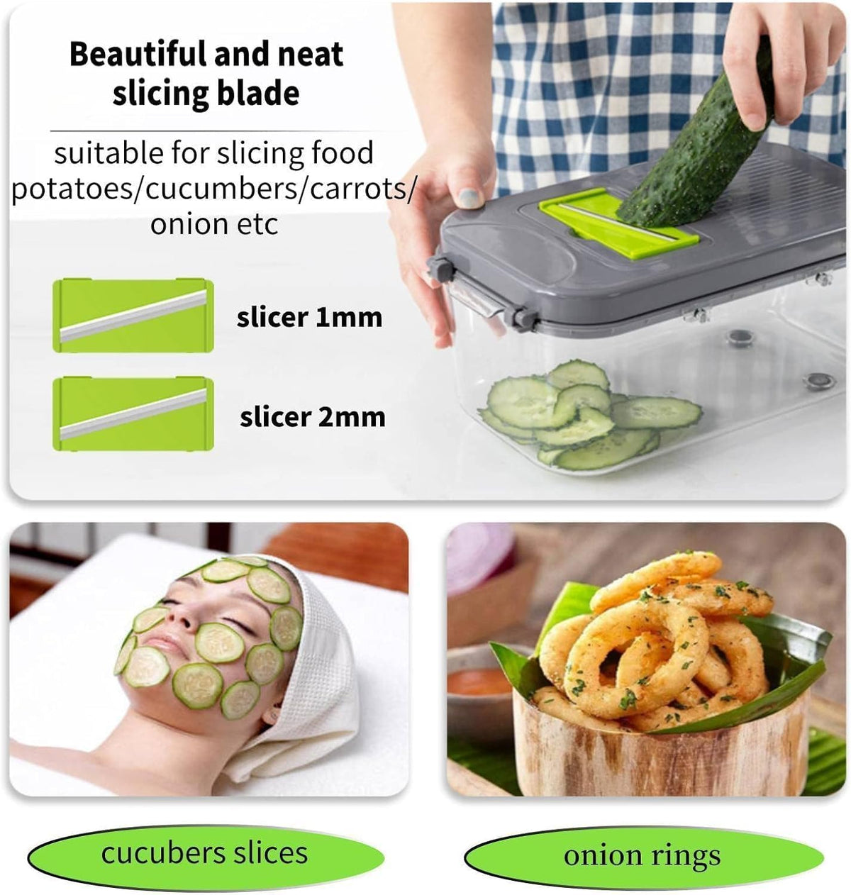 Vegetable Chopper with Container 22-in-1 Veggie Choppers and Dicers Food Chopper Cutter for Onion Tomato Multi Kitchen Tool with Lemon Squeezer -13 Blades,Grey