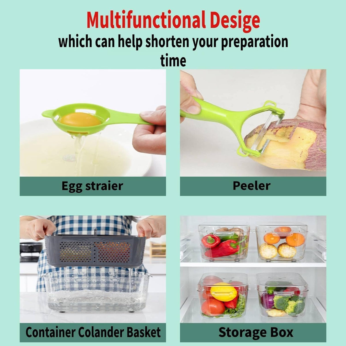 Vegetable Chopper with Container 22-in-1 Veggie Choppers and Dicers Food Chopper Cutter for Onion Tomato Multi Kitchen Tool with Lemon Squeezer -13 Blades,Grey