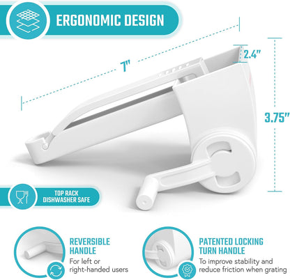 Rotary Cheese Grater Hand Crank, Handheld Parmesan Cheese Shredder