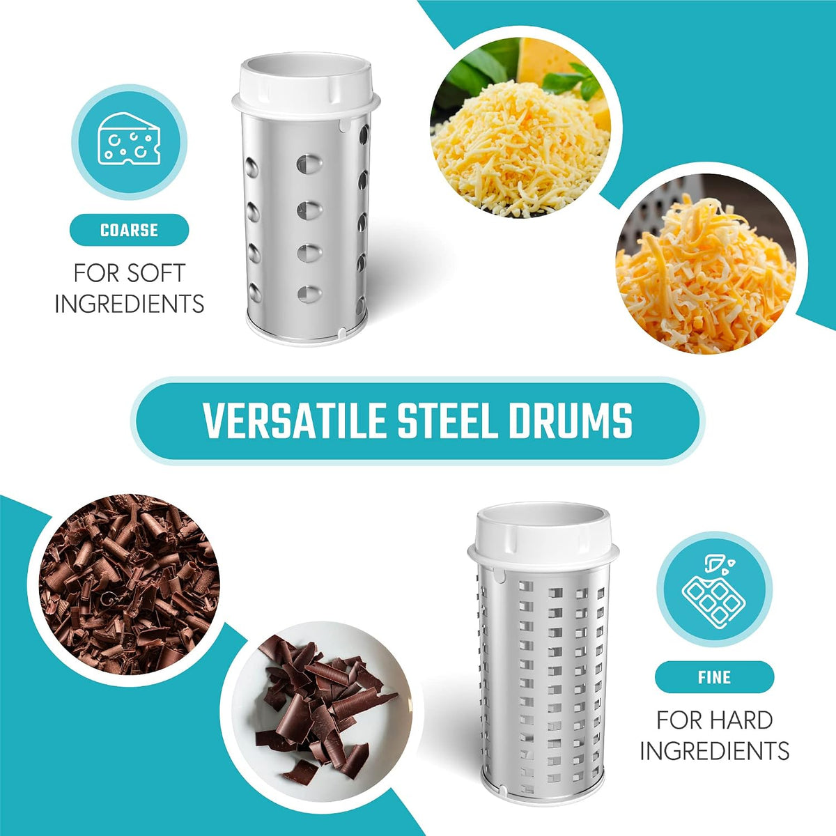 Rotary Cheese Grater Hand Crank, Handheld Parmesan Cheese Shredder