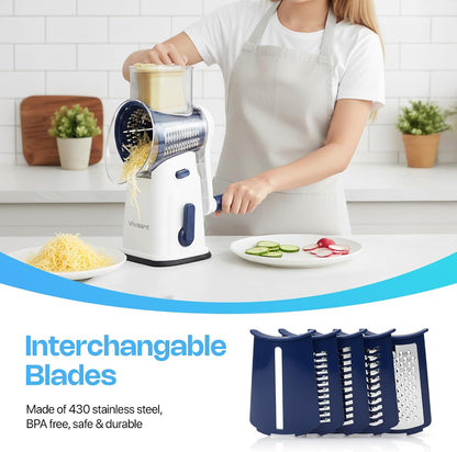 Rotary Cheese Grater Hand Crank, Handheld Parmesan Cheese Shredder