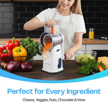 Rotary Cheese Grater Hand Crank, Handheld Parmesan Cheese Shredder