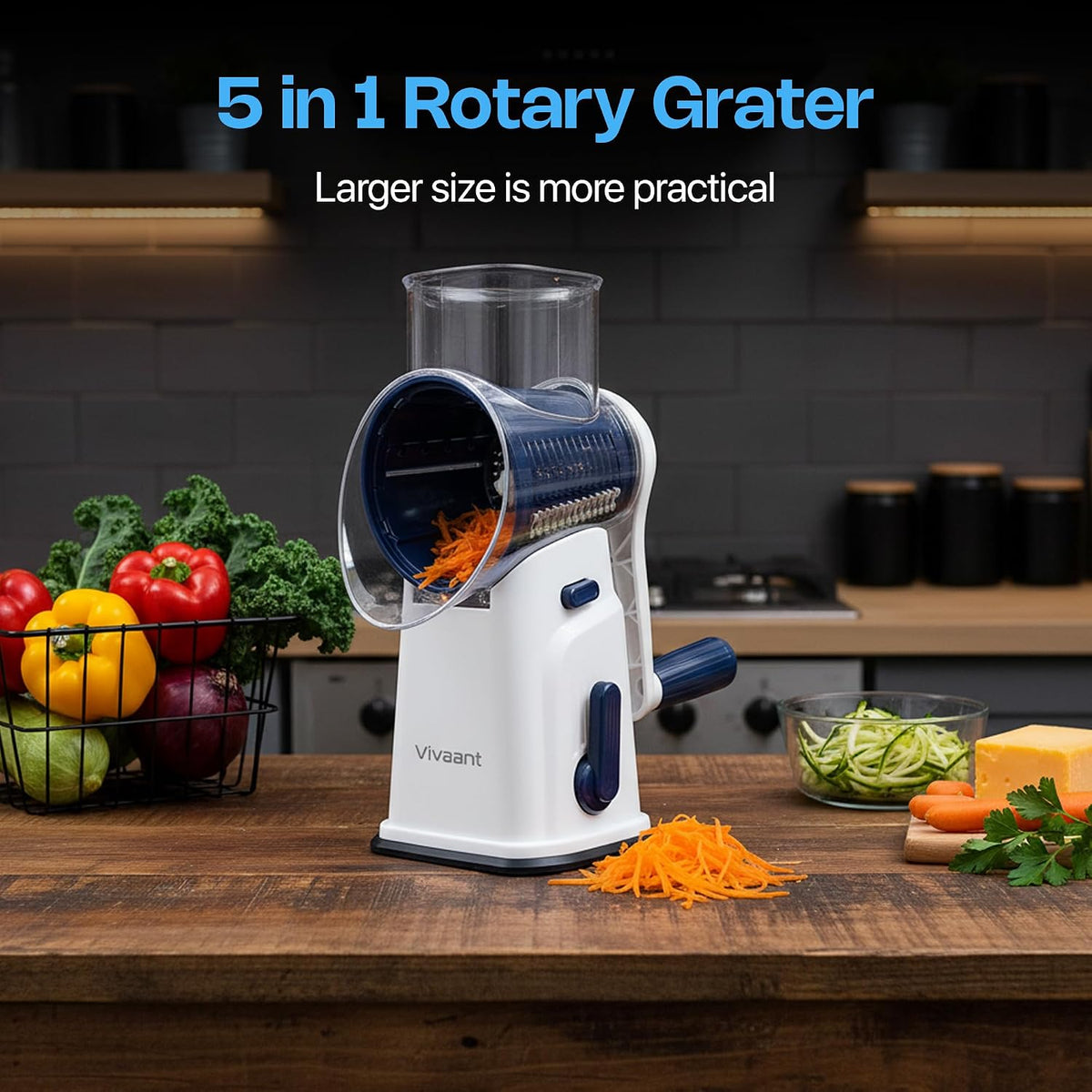 Rotary Cheese Grater Hand Crank, Handheld Parmesan Cheese Shredder