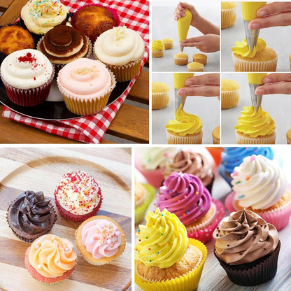 125PCS Piping Bags Tips Set, Thicken Pastry Bags Disposable 12 Inch 100PCS with 8 Icing Bag Ties and 8 Frosting Tips, 1 Brush 4 Bag Clips 2 Scriber Needle for Cake Cookie Cupcakes