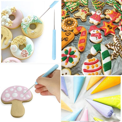 125PCS Piping Bags Tips Set, Thicken Pastry Bags Disposable 12 Inch 100PCS with 8 Icing Bag Ties and 8 Frosting Tips, 1 Brush 4 Bag Clips 2 Scriber Needle for Cake Cookie Cupcakes