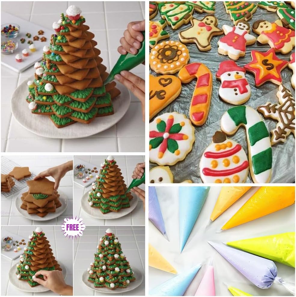 125PCS Piping Bags Tips Set, Thicken Pastry Bags Disposable 12 Inch 100PCS with 8 Icing Bag Ties and 8 Frosting Tips, 1 Brush 4 Bag Clips 2 Scriber Needle for Cake Cookie Cupcakes