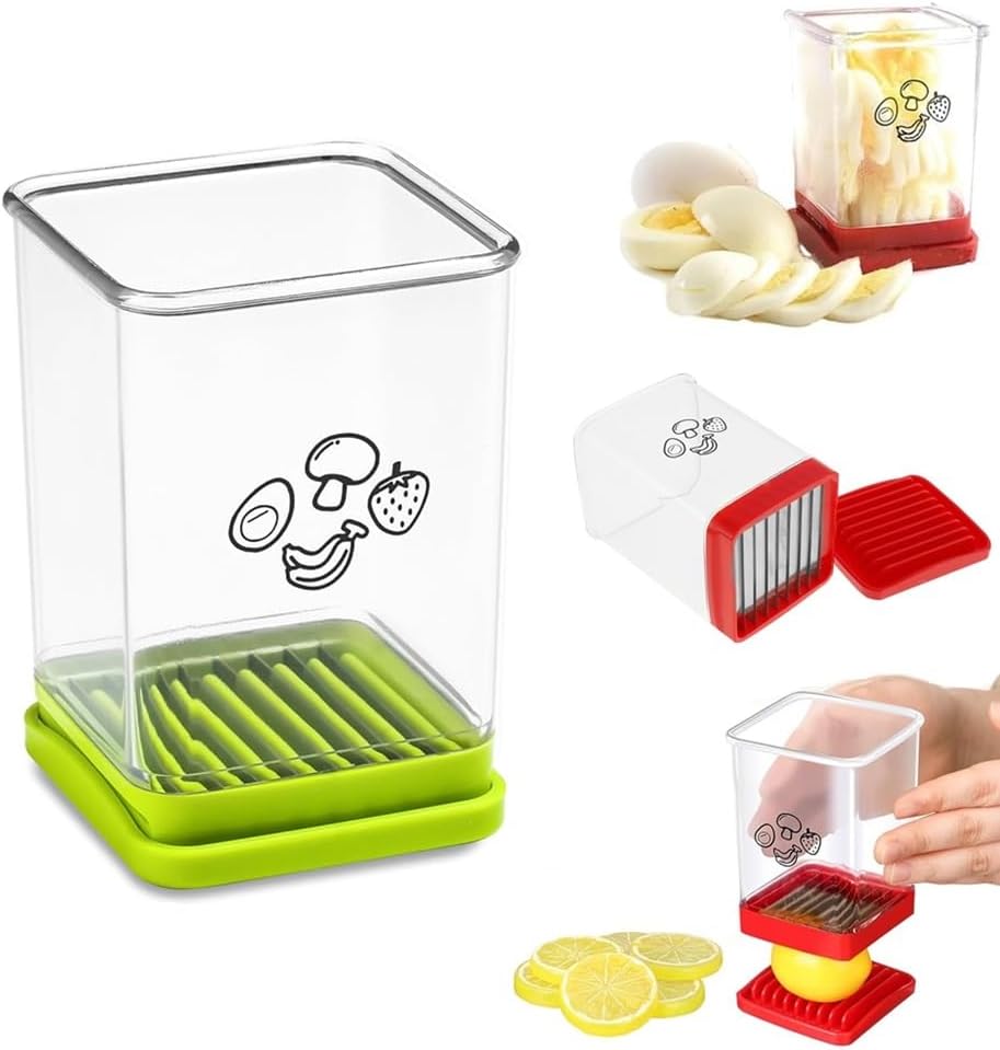 Fruit Slicer Cup Fruit and Vegetable Speed Slicer with Push Plate Cup Slicer Strawberry Cutter Egg Slicer Banana Slicers Grape Cutter Stainless Steel Detachable Fruit and Vegetable Slicer Slicing Tool