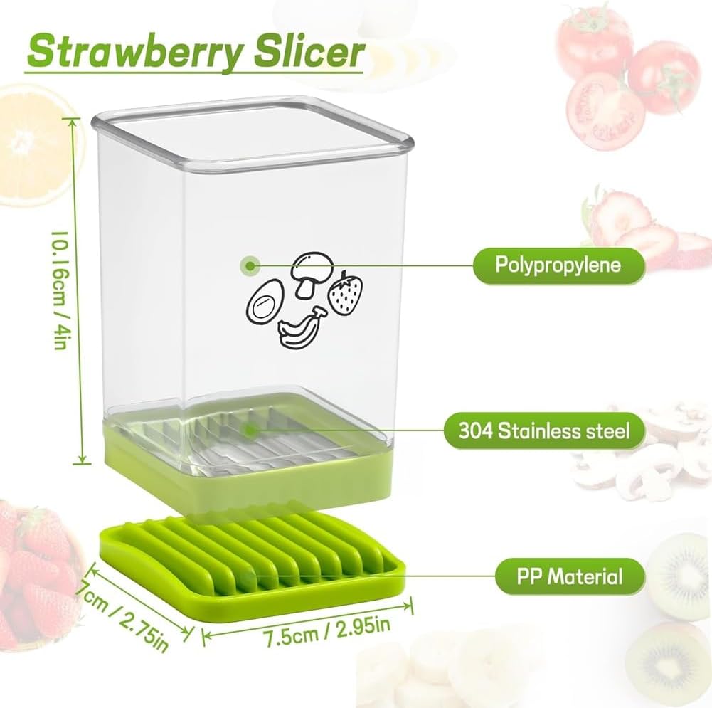 Fruit Slicer Cup Fruit and Vegetable Speed Slicer with Push Plate Cup Slicer Strawberry Cutter Egg Slicer Banana Slicers Grape Cutter Stainless Steel Detachable Fruit and Vegetable Slicer Slicing Tool