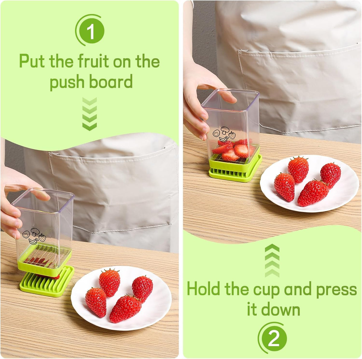 Fruit Slicer Cup Fruit and Vegetable Speed Slicer with Push Plate Cup Slicer Strawberry Cutter Egg Slicer Banana Slicers Grape Cutter Stainless Steel Detachable Fruit and Vegetable Slicer Slicing Tool