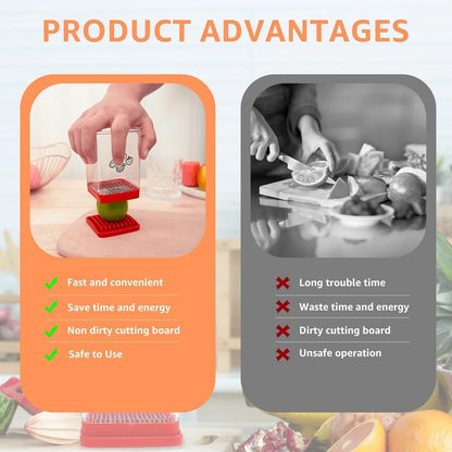 Fruit Slicer Cup Fruit and Vegetable Speed Slicer with Push Plate Cup Slicer Strawberry Cutter Egg Slicer Banana Slicers Grape Cutter Stainless Steel Detachable Fruit and Vegetable Slicer Slicing Tool