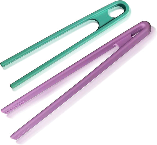 Toaster Tongs Silicone (set of 2) - Good for Tossing Salad, Grilling, Frying and Serving - small 6 in & large 8 in - Excellent for Kids - Non-Stick Stainless Steel - Heat Resistant - Dishwasher Safe