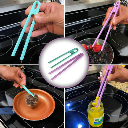 Toaster Tongs Silicone (set of 2) - Good for Tossing Salad, Grilling, Frying and Serving - small 6 in & large 8 in - Excellent for Kids - Non-Stick Stainless Steel - Heat Resistant - Dishwasher Safe