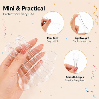 150 Pack 4 Inch Mini Spoons for Desserts - Clear Tasting Spoons, Sample Spoons - Mini Plastic Spoons, Small Plastic Spoons for Dessert - Disposable Dessert Spoons for Party Miniature Cups