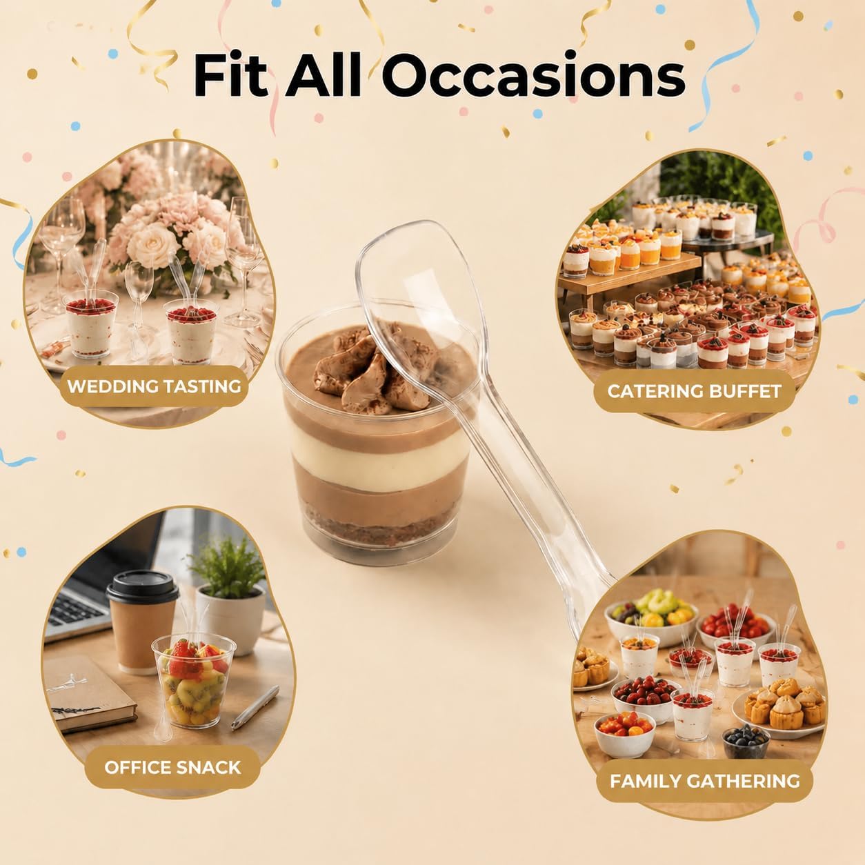 150 Pack 4 Inch Mini Spoons for Desserts - Clear Tasting Spoons, Sample Spoons - Mini Plastic Spoons, Small Plastic Spoons for Dessert - Disposable Dessert Spoons for Party Miniature Cups